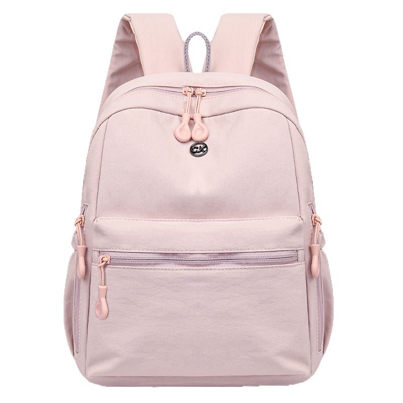 New double shoulder schoolbag Korean version casual simple versatile lightweight backpack solid color large capacity commuter bag double shoulder women's bag
