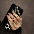 Chinese style alloy fan tassel mobile phone case lanyard handmade beaded glass flower crystal mobile phone chain bag hanging decoration