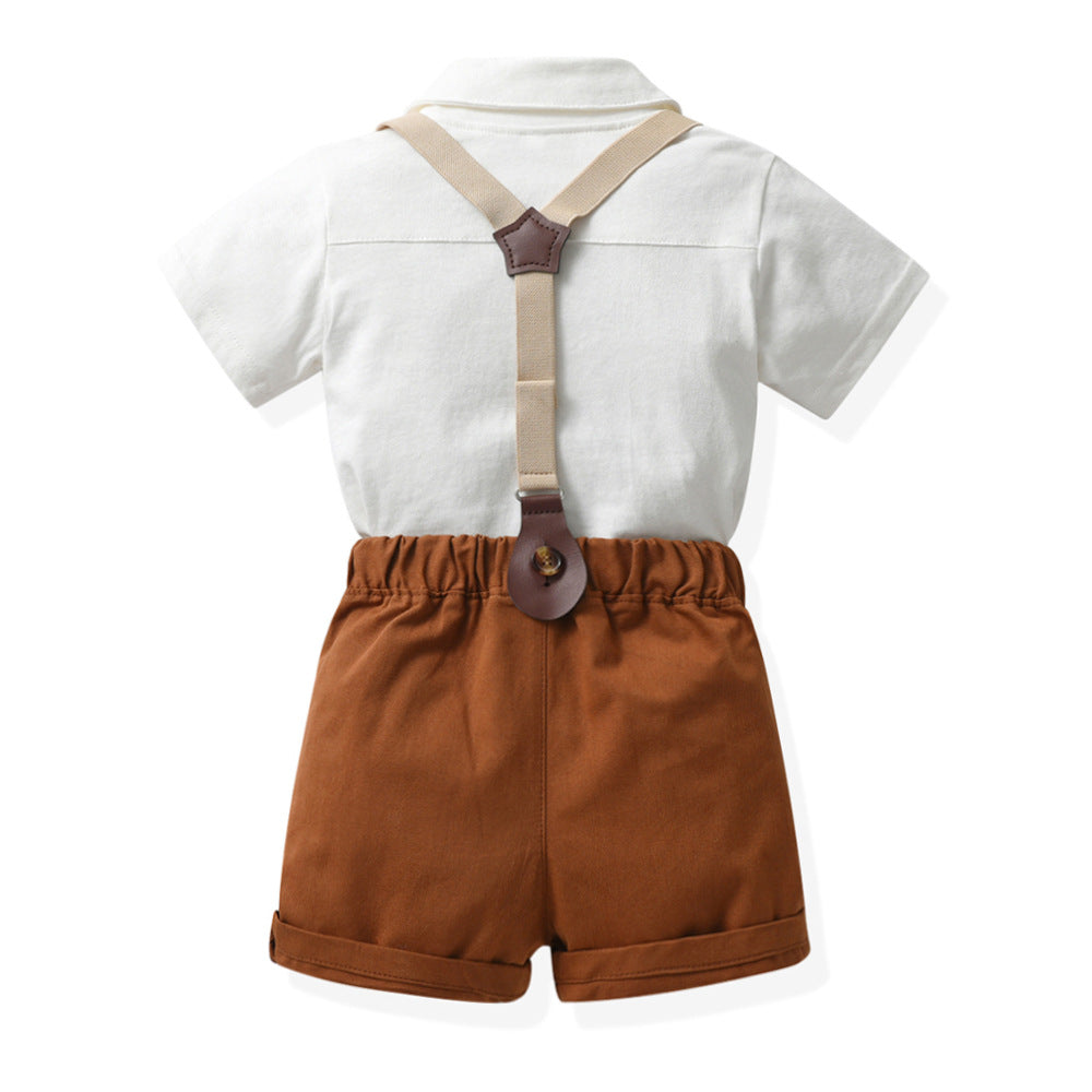Boys' short-sleeve t-shirt and romper set - stylish, trendy, and cool summer outfit for little ones