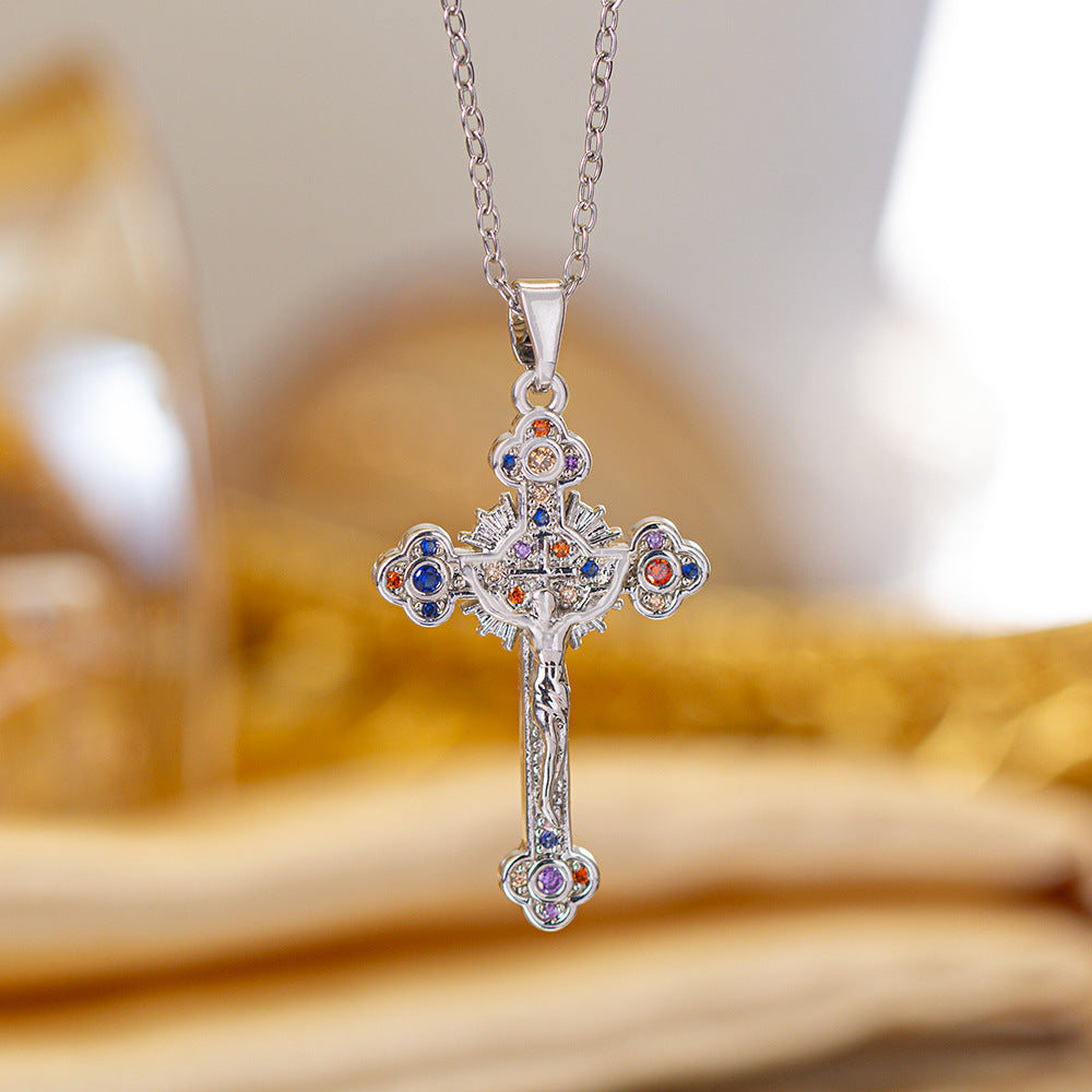 popular copper micro-embedded accessible luxury cross necklace for women fashioneasiest for matchelegant non-fading clavicle chain jewelry