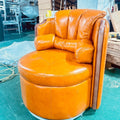 Used swivel chair godfather high back study tea room sofa oil wax first layer cowhide master slot single