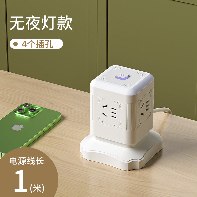 Multi-outlet vertical power strip with usb ports, multifunctional home & office power strip, cube power strip with cord management, desktop night light