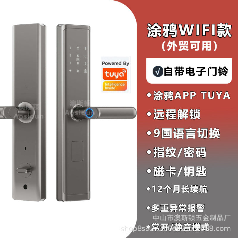 Apartment smart lock b&b hotel smart sensor swipe lock cross-border tuantong tuya fingerprint lock manufacturer in stock