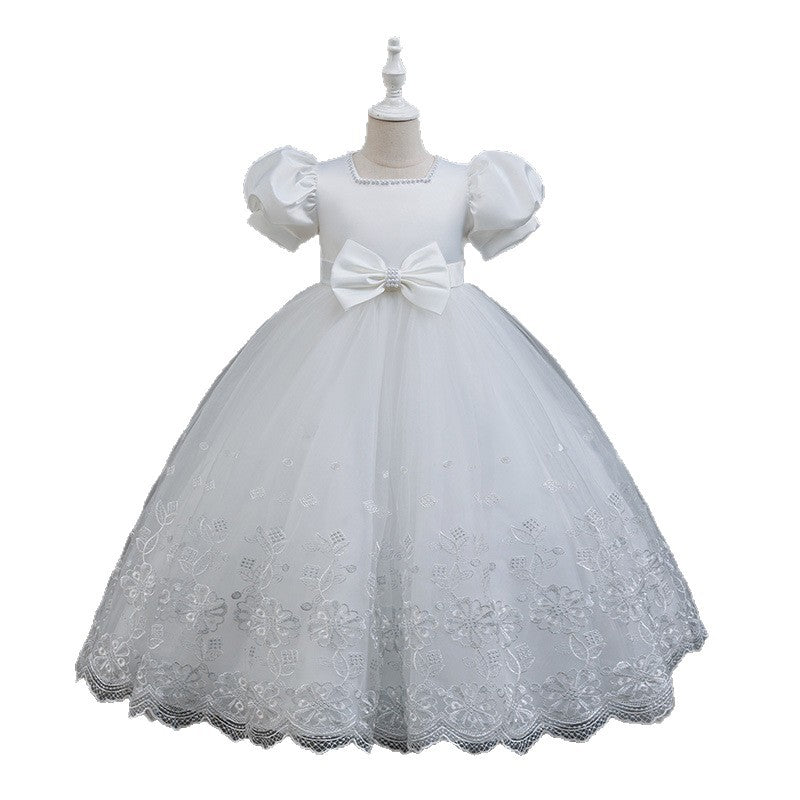 Custom girls' formal dresses: high-end elegant mesh long dresses for piano recitals and flower girls - wholesale direct from manufacturer
