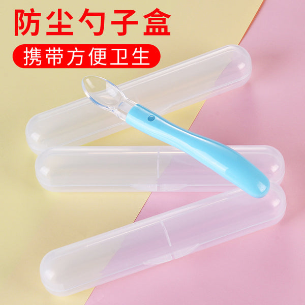 Factory direct sales baby spoon storage box, silicone spoon high-transparency PP plastic box, single spoon packaging box.