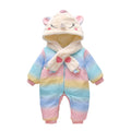 Winter infant cartoon fleece-lined thickened outdoor cotton-padded jumpsuit for baby boys and girls - trendy, warm, and extra thick