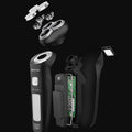 Digital display electric shaver razor with sideburn trimmer, fully washable, long battery life, triple blade head, led display, rotary shaving system