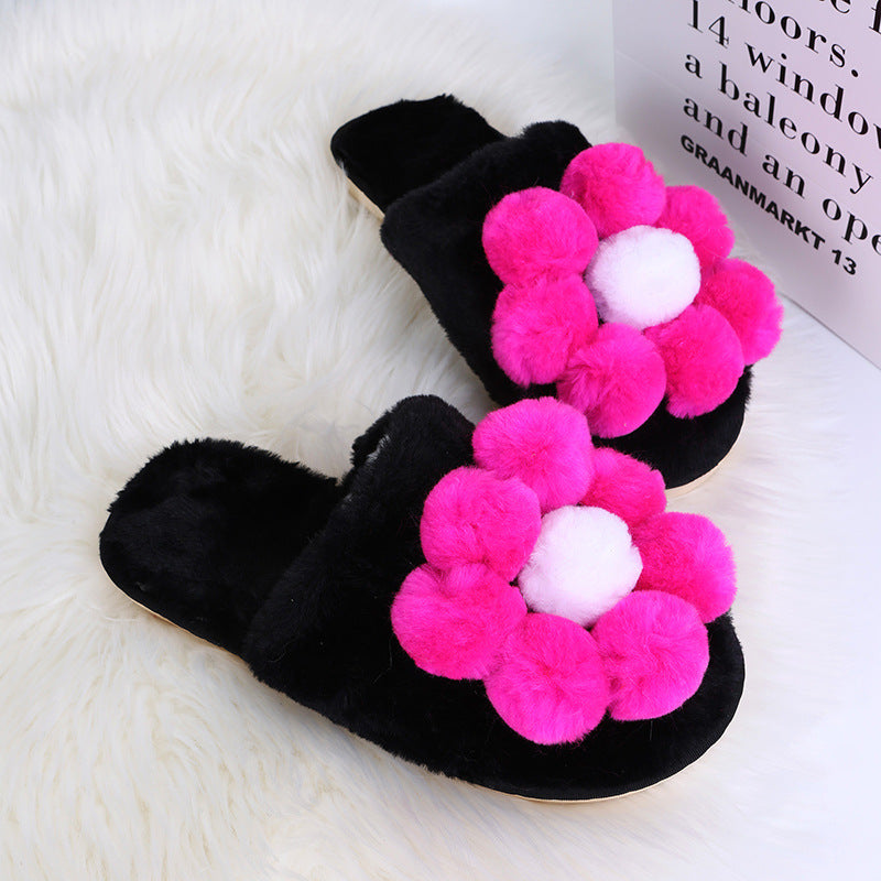 2024 new women's cotton slippers - casual, indoor, autumn/winter, thick-soled, floral, cute plush slippers for home and outdoor wear