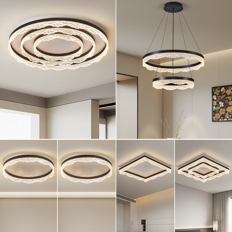 Living room light modern round atmosphere ice crack ceiling light Italian minimalist whole house Zhongshan lighting package combination light