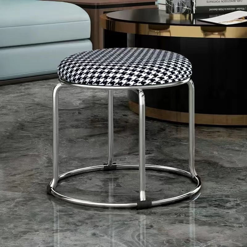Accessible luxury stoolfor homesoft bag short stool steel bar stool portable practical shoe changing stool coffee table stool carbon steel frame round stool no