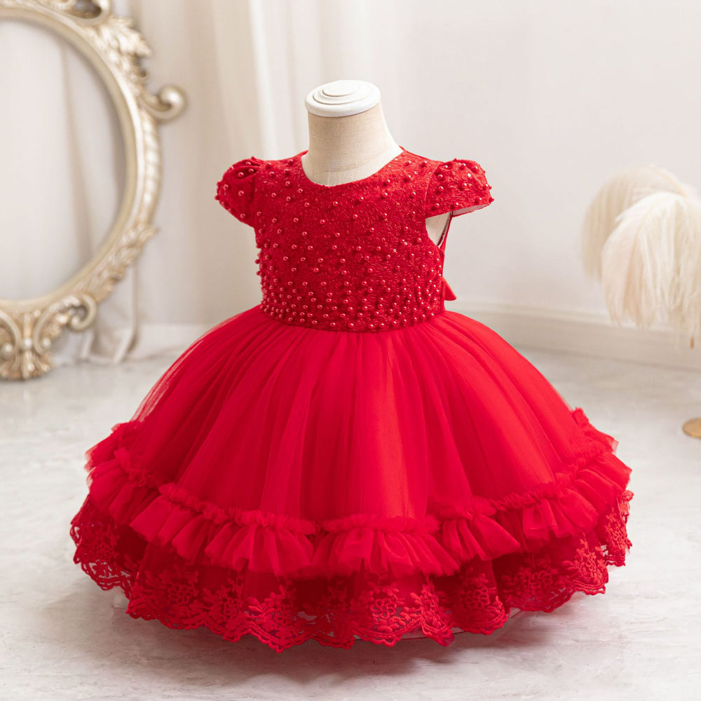 Ready-to-ship wholesale girls' dresses, beaded tulle princess dresses, christmas party evening gowns, kids' dresses