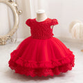 Ready-to-ship wholesale girls' dresses, beaded tulle princess dresses, christmas party evening gowns, kids' dresses