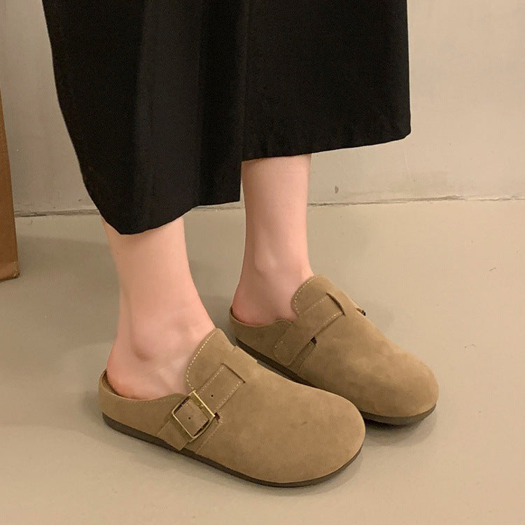 Soft bottom birkenstock shoes women's thick sole slippers outwear 2026 spring and summer new arrival one-leg birkenstock toe-cap half slippers sandals