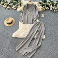 Xiaoxiangfengfashion western style suit collar long sleevesknittingtops women's high waistloose straight-leg pantsautum outfitsuit