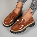 Export thick heel thick sole small leather shoes new arrivalspring & fall loafers plus sizecasual patent leather british style women's shoes
