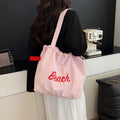 2026 spring korean style cute shoulder bag women's letter print canvas tote bag large capacity trendy casual