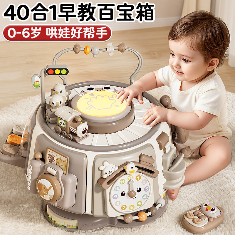 Genius early education milk tea treasure box hexahedron hand drum - educational toy gift for infants and toddlers (0-1 years)