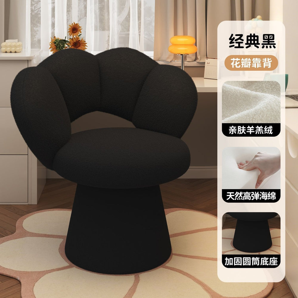 Luxury makeup vanity chair for women - high-end bedroom vanity stool with backrest, rotating nail art chair for home use