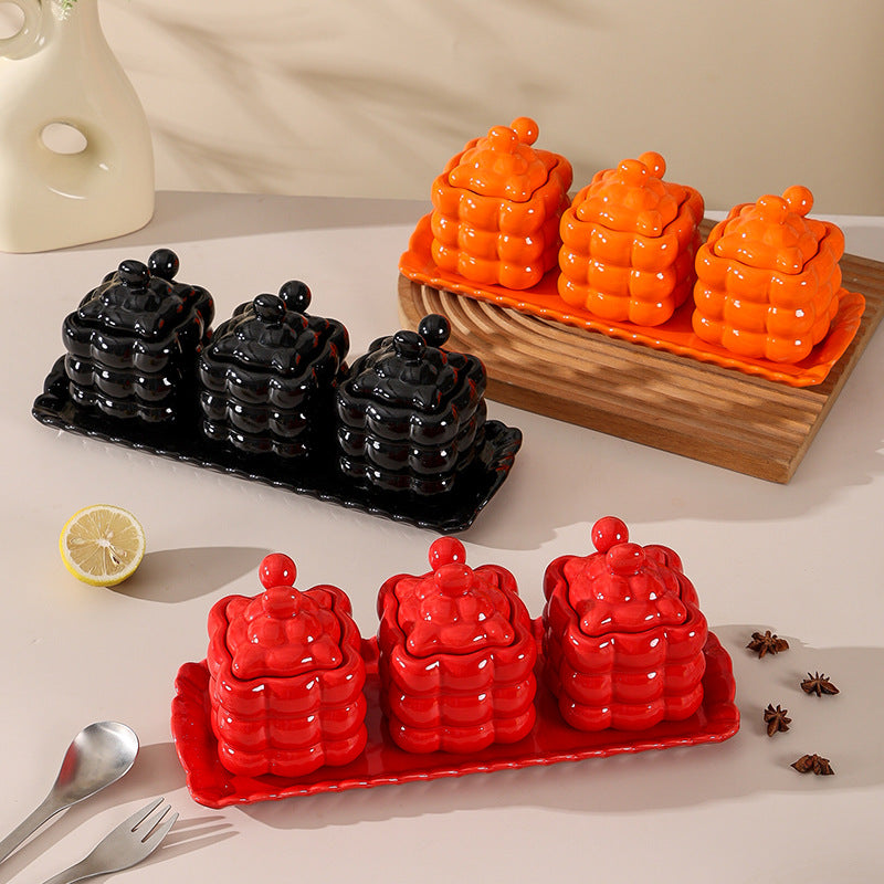 New macaron-colored marshmallow ceramic spice jar set - stylish kitchen salt shaker wholesale