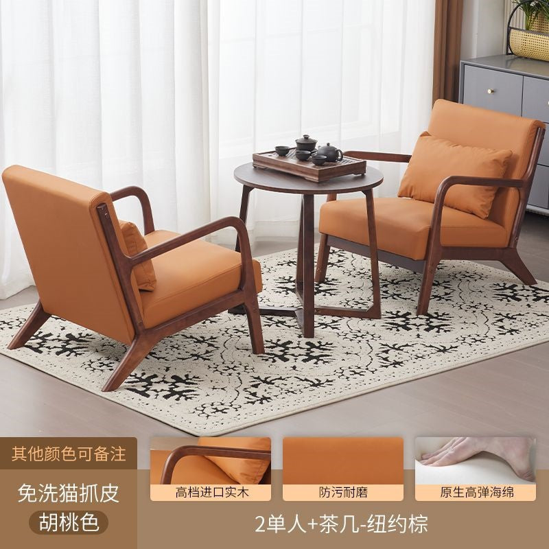 Balcony tea table and chair combination small apartment one table and two chairs household solid wood simple three-piece set reading and drinking tea cp