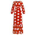 Fashionable chiffon long-sleeve polka dot tiered dress - plus size african women's clothing - perfect for , , and european & american markets