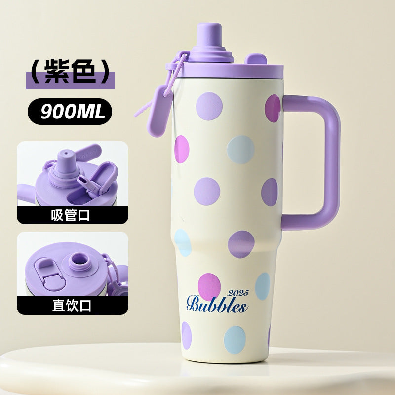 Personalized internet celebrity giant thermos cup 316 stainless steel straw water cup good-looking large capacity car ice cup