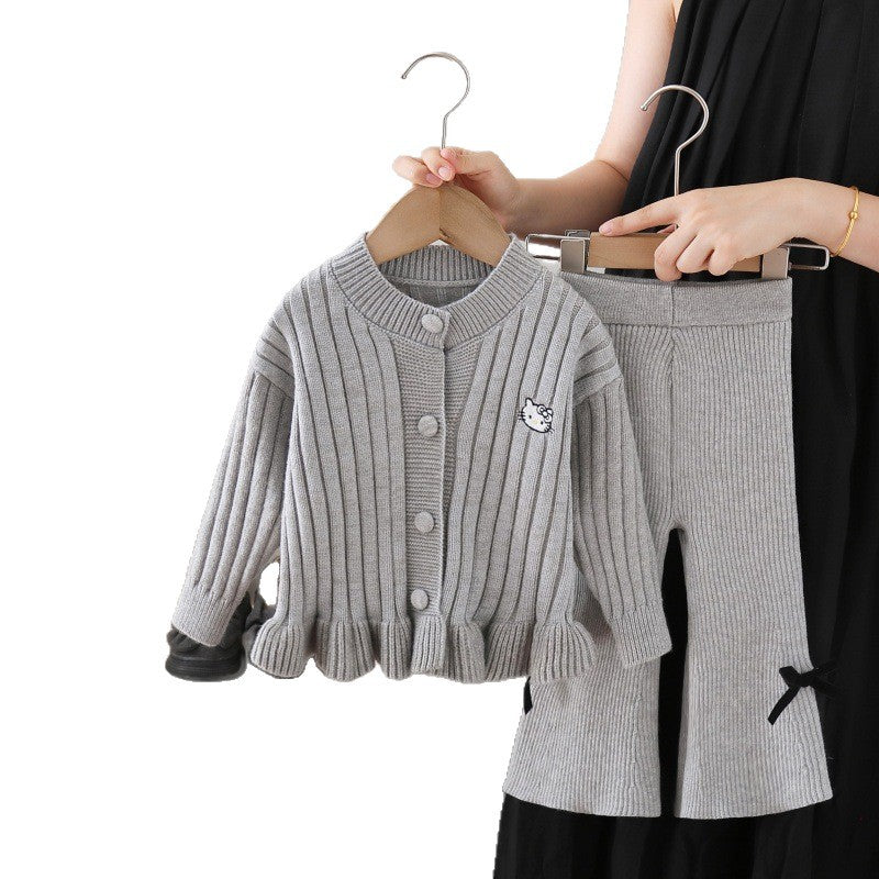 Girls' sweater two-piece set: new autumn  collection - cartoon sweater and pants set for little girls