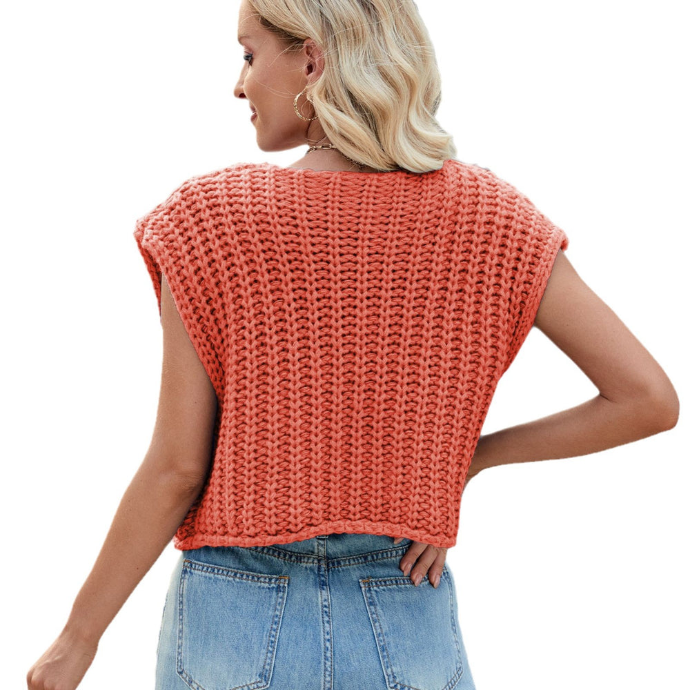 Fashion cross-border women's clothing  independent station new v-neck three-button sleeveless cardigan sweater vest