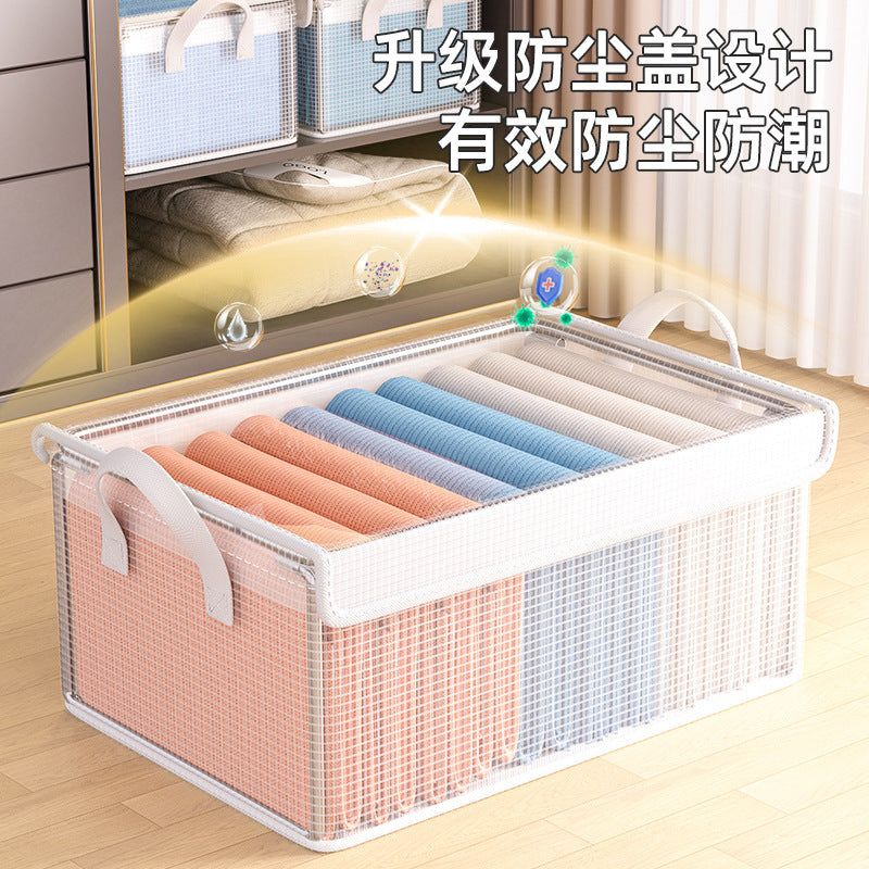 PVC steel frame storage box folding wardrobe drawer type finishing layered storage household clothes pants storage box