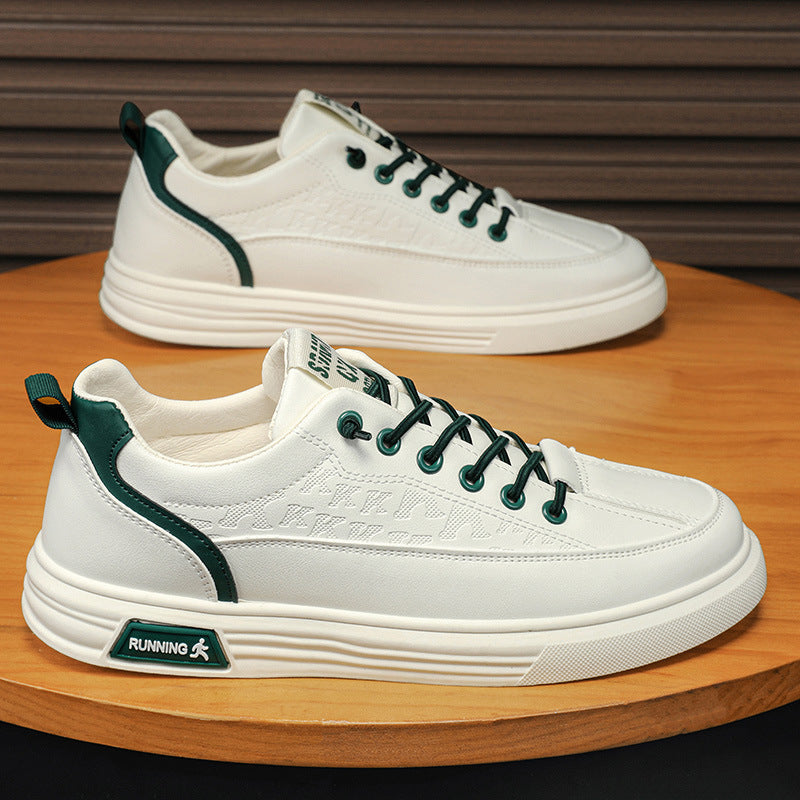 Men's slip-on winter aviator casual shoes, men's athletic flat shoes, non-slip waterproof white leather shoes for spring