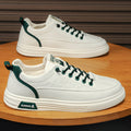 Men's slip-on winter aviator casual shoes, men's athletic flat shoes, non-slip waterproof white leather shoes for spring