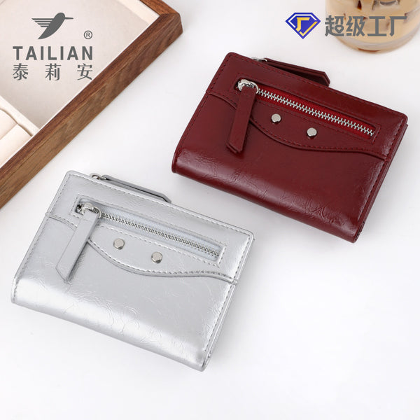 Tailian new zipper women's wallet, short portable mini Korean coin change bag wholesale purse