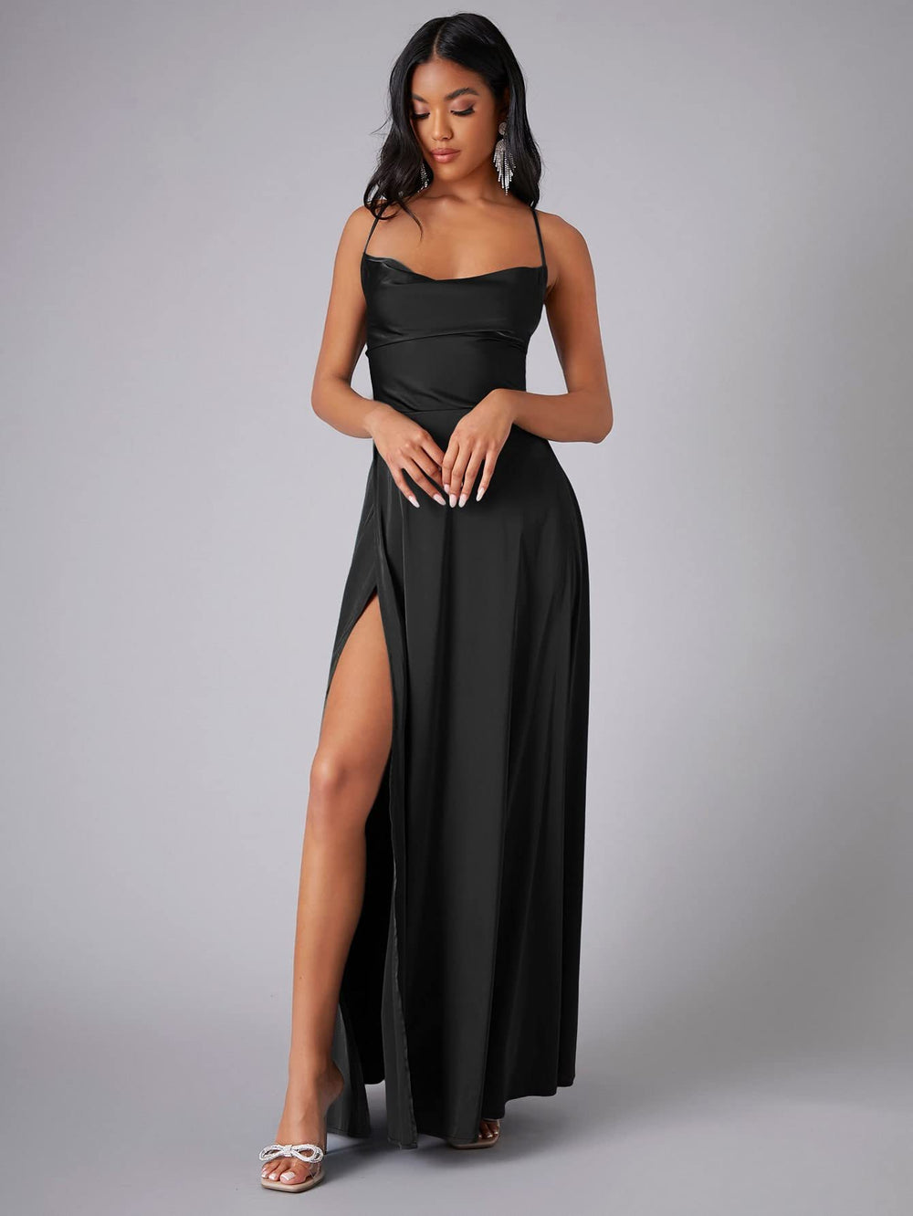 new european and american style women's sexy slimming backless  camisole waist-cinching evening dress maxi dress