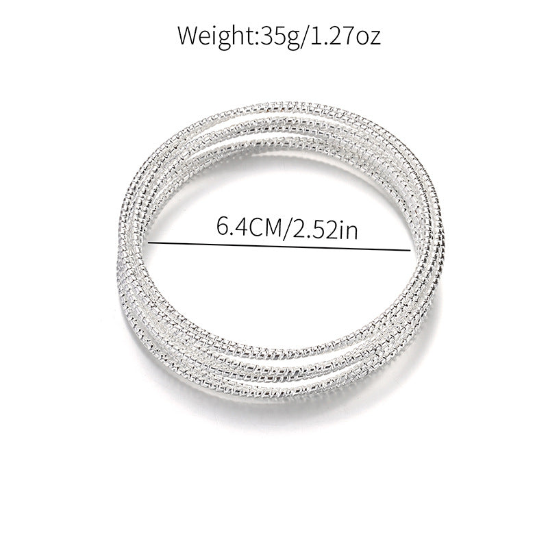 Wholesale alloy bangle sets for cross-border e-commerce: fashionable, small, multi-layered, plain circle bracelets for women (european & american style)