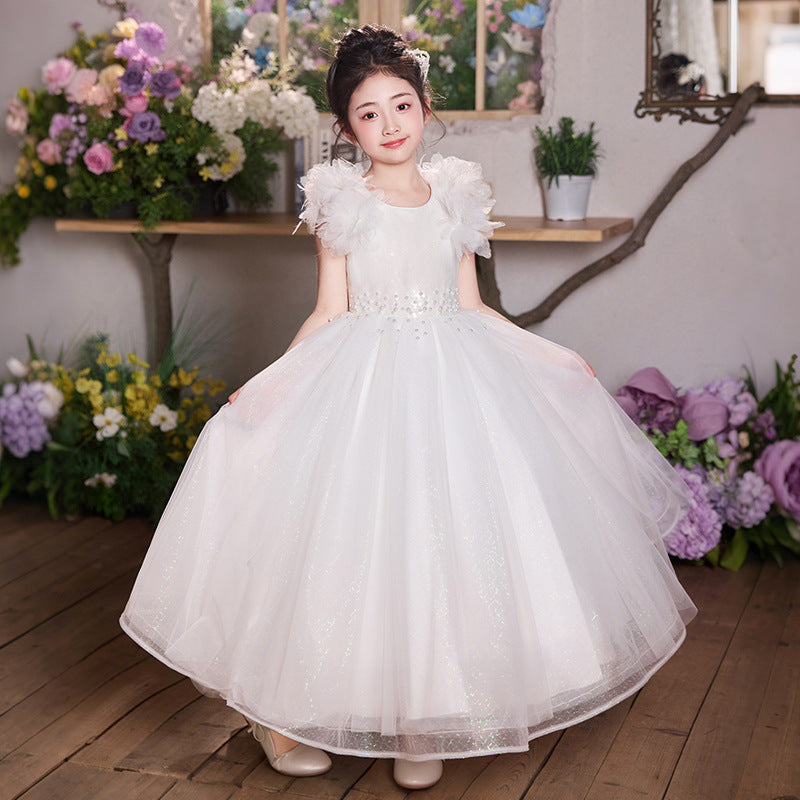 Girls' high-end formal dresses: mesh flower girl dresses, wedding dresses, hostess dresses, children's day performance costumes, birthday princess dresses - in stock & wholesale