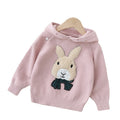 Girls' hooded sweater -  autumn/winter collection - rabbit design, versatile knit pullover, fleece-lined, thickened, pullover sweatshirt