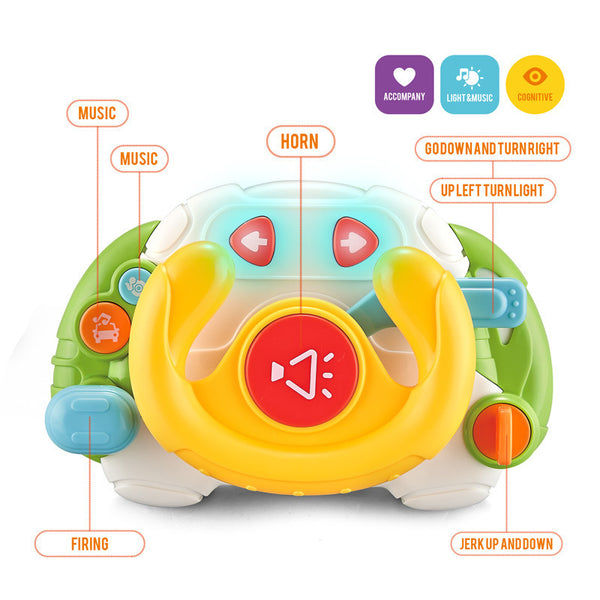 Cross-border Russian export of new baby toys steering wheel baby early education simulated driving sound and light music toys