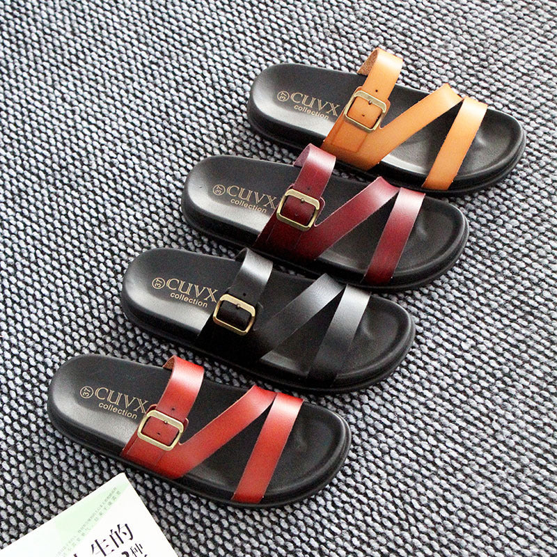 Wholesale Shoes时尚女式夏季厚底拖鞋时尚搭扣沙滩鞋拖鞋工艺鞋