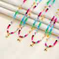 European and american bohemian necklace, colorful seed beads, 18k gold plated stainless steel women's choker, unique fashion jewelry