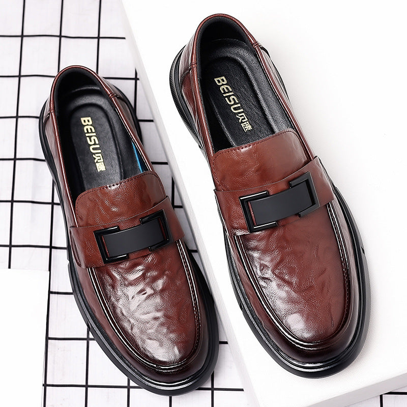 Casual leather shoes for men - live stream slip-on loafers - british style business versatile anti-slip soft sole soft upper slip-on leather shoes