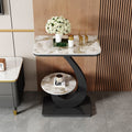 Accessible luxury modern slate side table small coffee table living room balcony double-layer round table sofa corner table side cabinet entrance storage rack