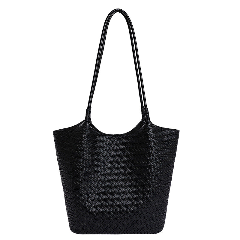 2026 spring new woven texture bag women's minimalist versatile underarm bag large capacity commuter tote shoulder bag