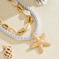 Gold necklace wholesale european and american exaggerated beach style alloy accessories handmade shell starfish necklace jewelry women's clavicle chain
