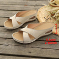2026 spring new arrival: plus-size women's casual comfort wedge sandals with criss-cross straps - one size fits all