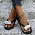 Plus size cute cartoon animal platform flip-flops - lightweight, casual, comfortable, perfect for shopping, travel, and beach days