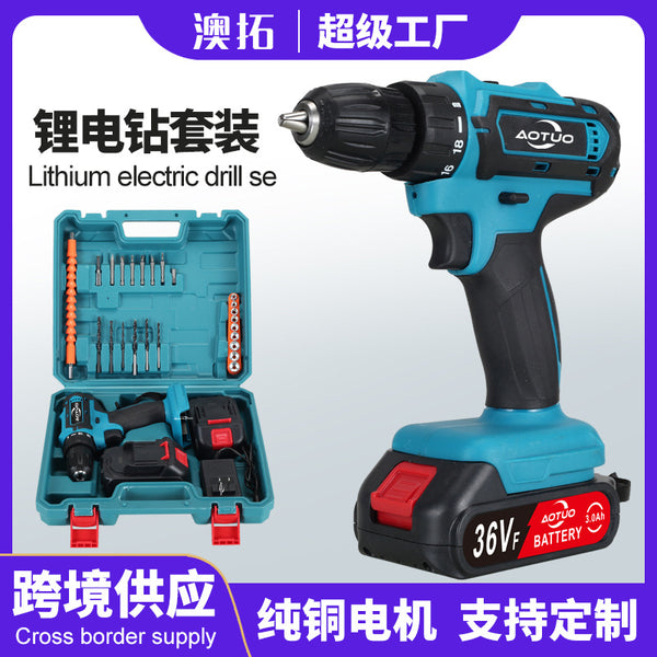 New lithium battery drill 36V electric screwdriver screwdriver, hand electric drill power tool rechargeable charging drill wholesale
