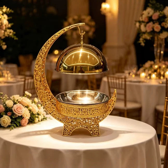 Diamond-shaped gold stainless steel buffet stove 8l hanging cover buffet stove for restaurants and hotels