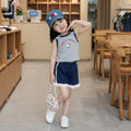 Girls' summer outfit: new 3d bowknot cartoon print tank top and lace shorts set - wholesale & dropshipping available
