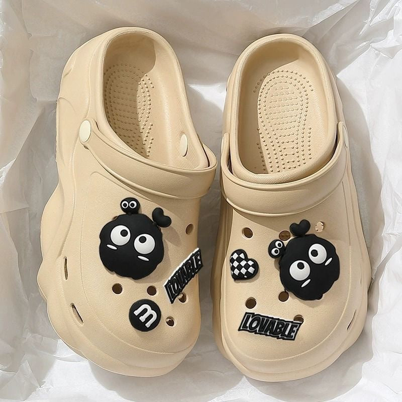 Thick soleeva crocs women's summer outwear 2025new arrivalheight increasing outdoor beach seaside ins toe cap slippers