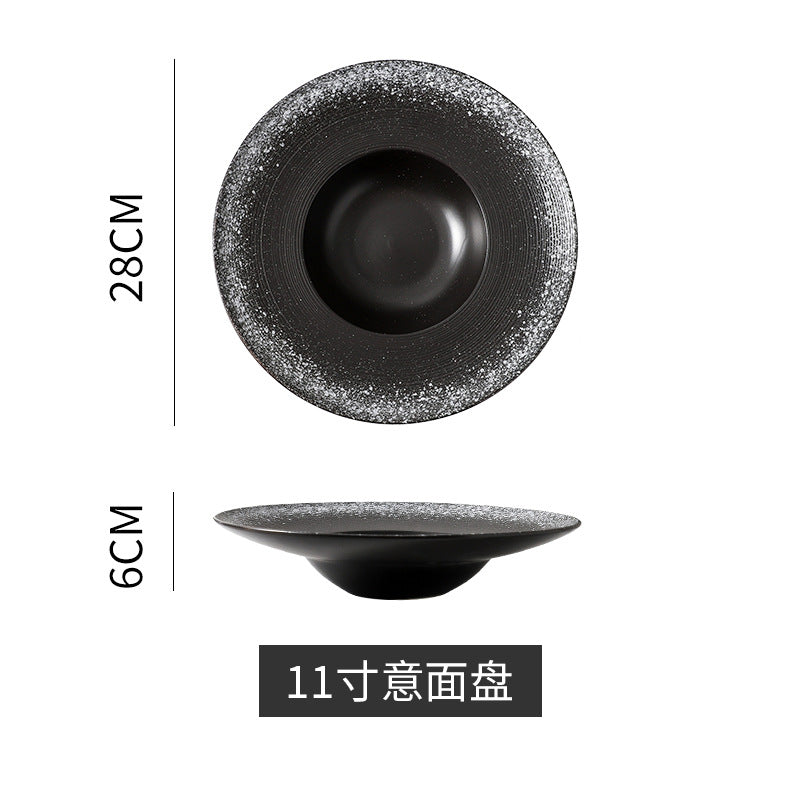 Japanese retro ceramic dinnerware creative straw hat plate - restaurant & hotel pasta plate, deep dish, dessert presentation, soup plate